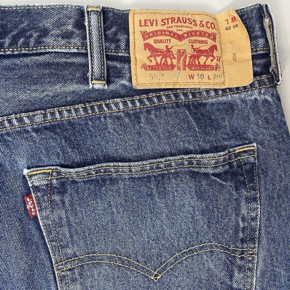 Levi’s 501 Jeans 40x29 Button Fly Straight Leg Blue Denim Mens - Picture 5 of 15